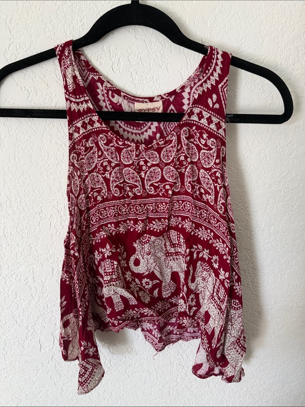 Deep Red Elephant Print Crop Top